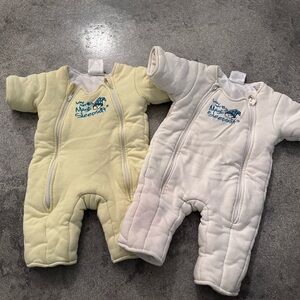 TWO size small Baby Sleep Sack Set - Yellow and Cream